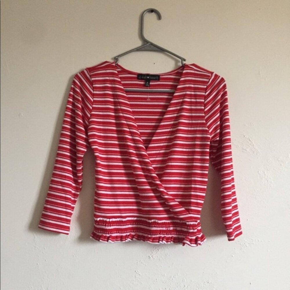 - Red and white top